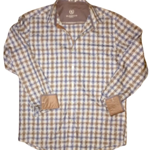 Bugatchi Uomo Shirt Shaped Fit Pattern Geo Print Medium - Picture 3 of 7